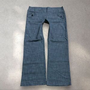 Vintage Y2K Valid Low Rise Flare Trousers – Grey Textured Wide Leg Slacks